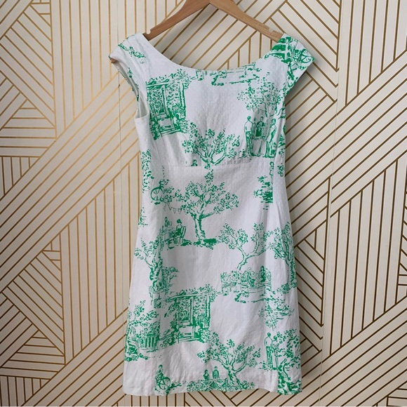 Lilly Pulitzer Allura Spring Fever Toile Dress cotton size boatneck cap sleeve 0 - Picture 4 of 12